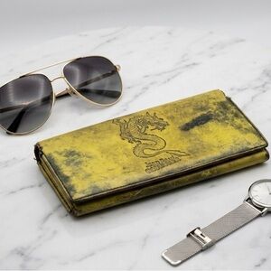 Jean Paul Gaultier rare 90’s dragon leather wallet Colin’s and cards holder